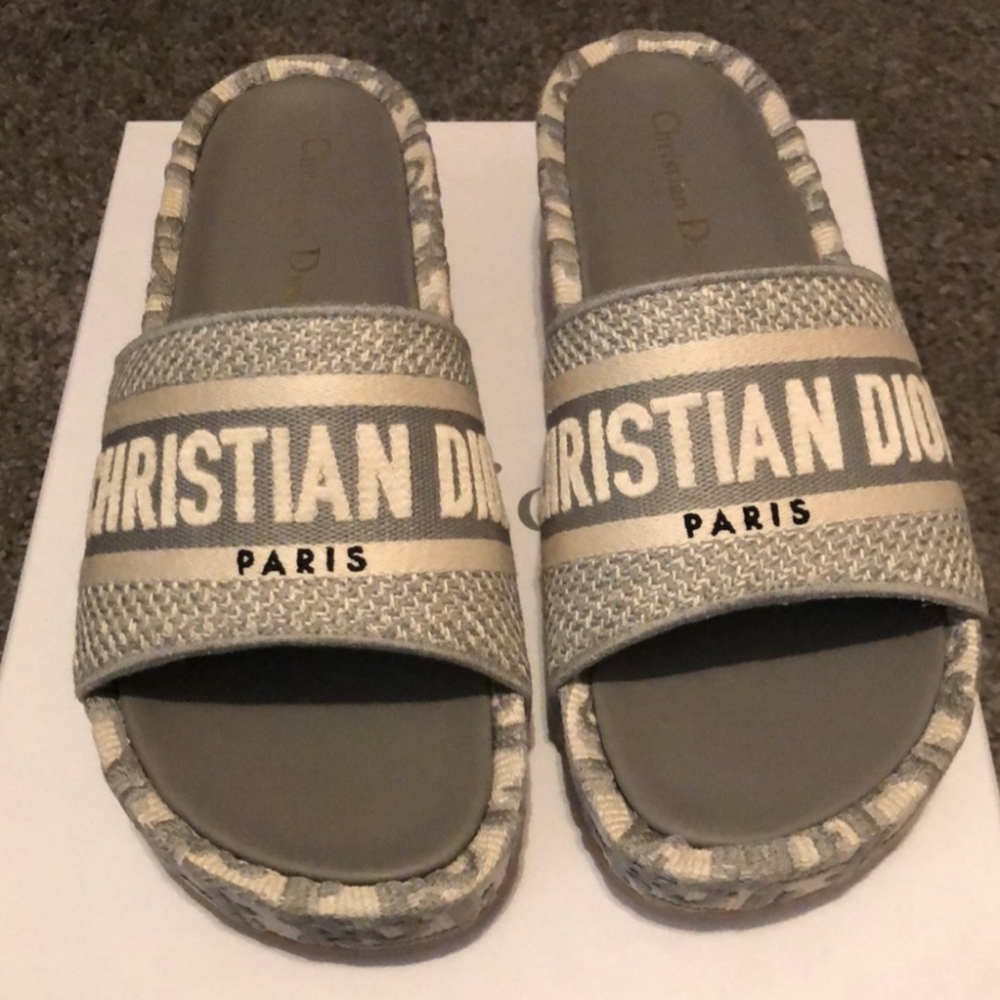 Dior Gray Slide Sandals